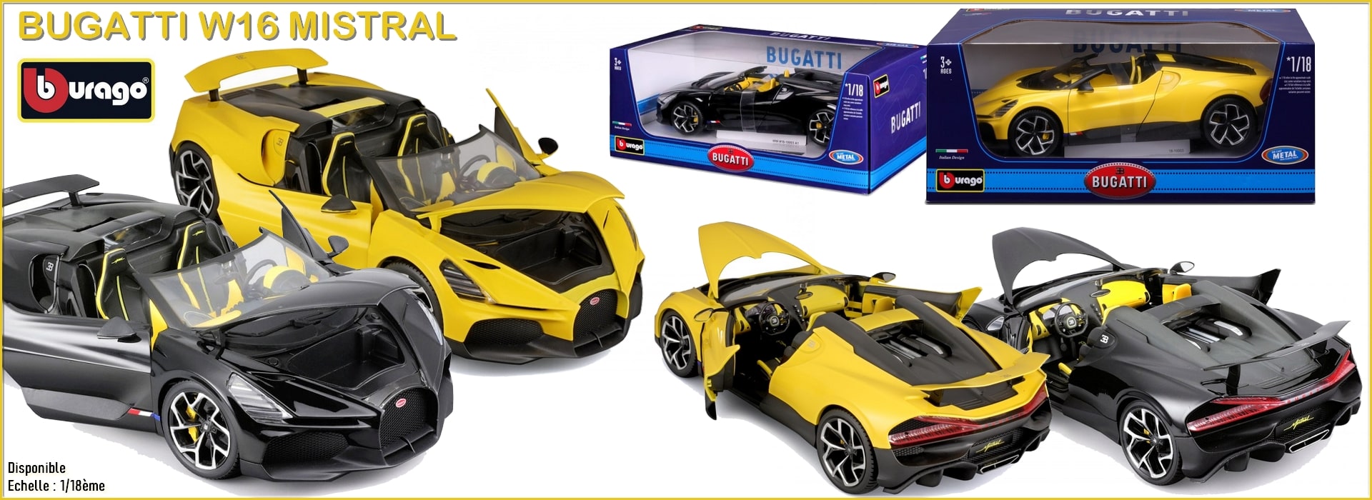 BBURAGO 11051 : BUGATTI MISTRAL JAUNE / NOIR 